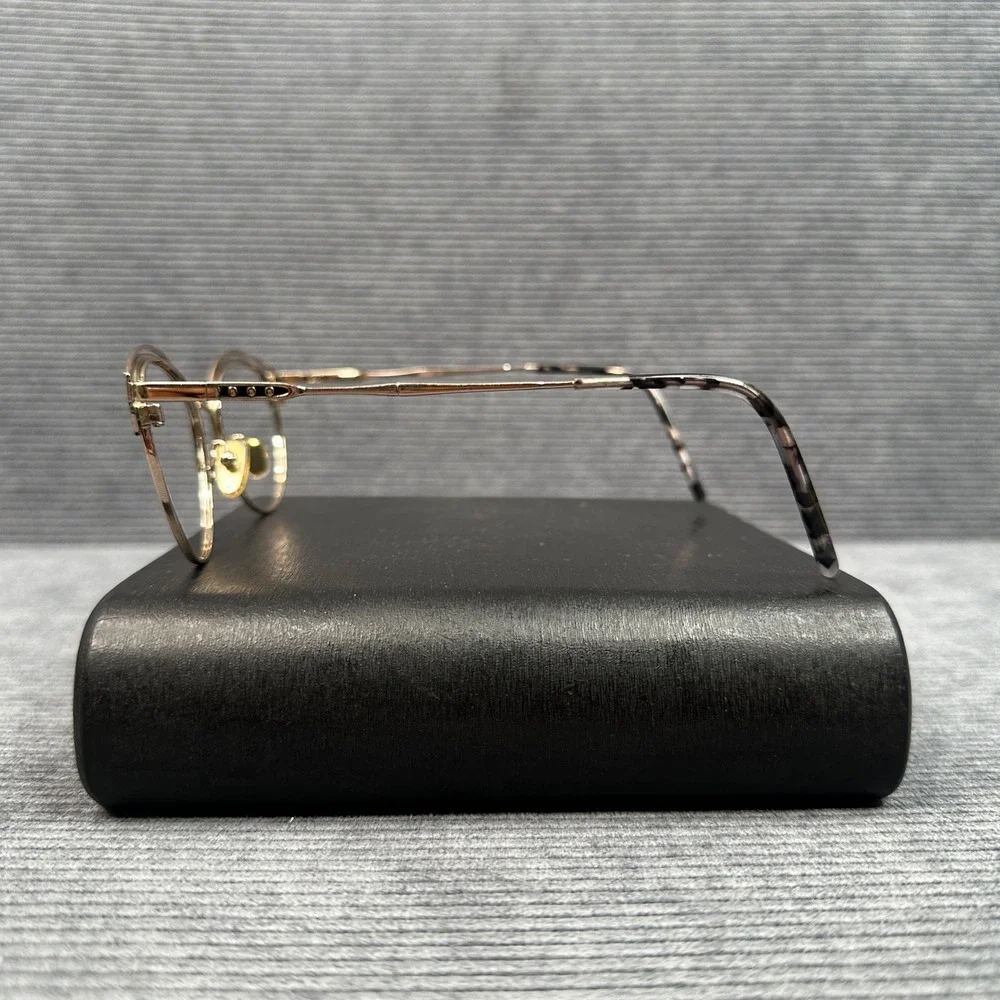 Enchant EC424 Black Gold Cat Eye Y2k Eyeglasses Frames 51-18-140 Metal Tortoise